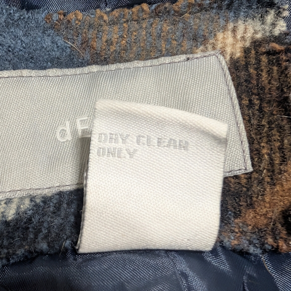 dELiA*s Vintage Junior's XS Blue Brown Plaid Pea Coat Wool Blend Y2K 90s - Picture 6 of 10